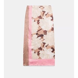 Zara Floral Print Satin Effect Midi Skirt